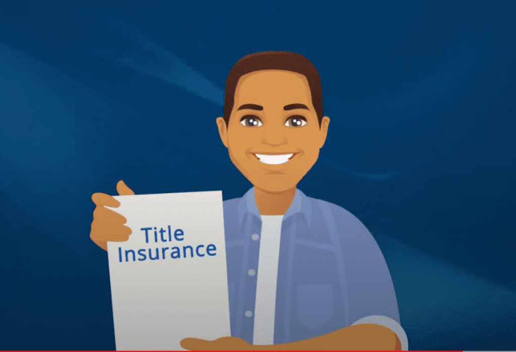 A cartoon image with title insurance logo